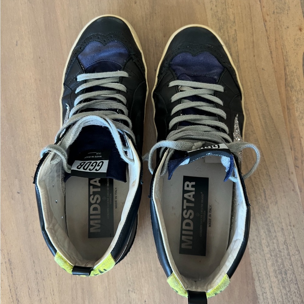 Golden Goose Mid Star Black and Blue Women’s Shoes